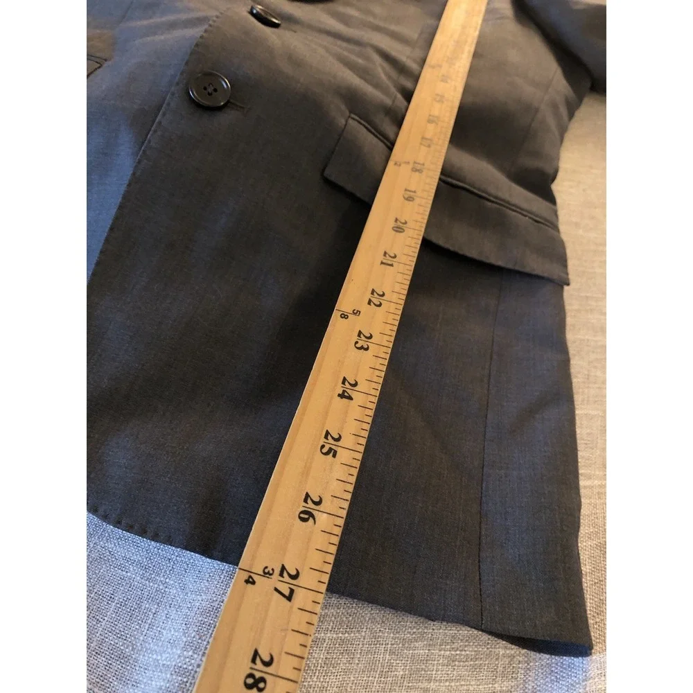 Brooks Brothers Blazer 36R Gray Red Fleece Wool Suit‎ Coat Jacket Career Classic